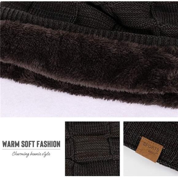 Slouchy Beanie for Men Winter Hats for Guys Coffee - Picture 5 of 6
